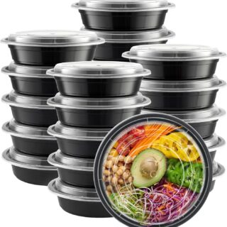 24 Oz Blk Round 5 Pcs