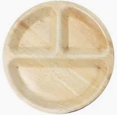 10" INCH ROUND 3 COMPARTMENT ARECA PLATE 25 PCS $7.18. 04 PK IN CASE $28.72